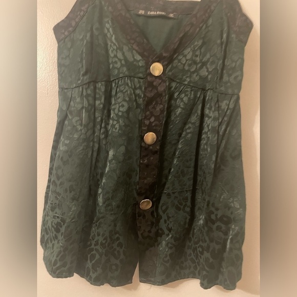 Zara Basic Green Leopard Tank Top size XS - Picture 4 of 9